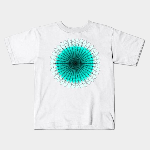 Teal Gradient Flower Kids T-Shirt by RavenRarities